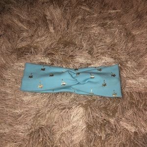 Blue with palm trees twist headband